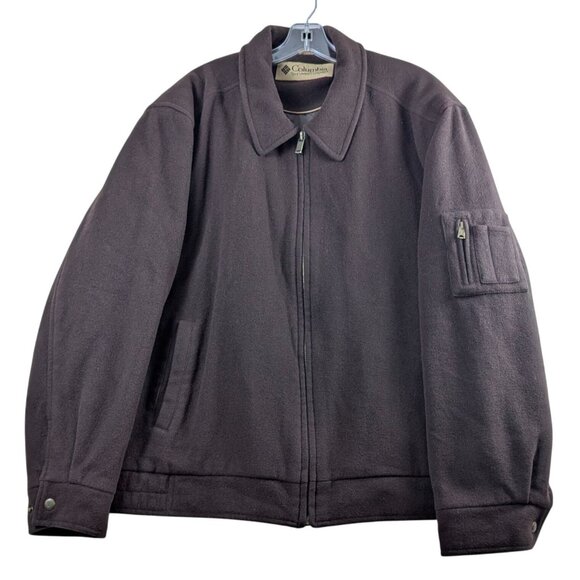 Columbia Sportswear Mens Heavy Brown Wool Blend Jacket XL Full Zip Lined Coat - Picture 1 of 16
